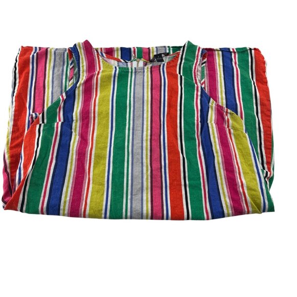 MSK Colorful Striped Women's Dress size Large Linen & Rayon Sleeveless Summer - Picture 1 of 6